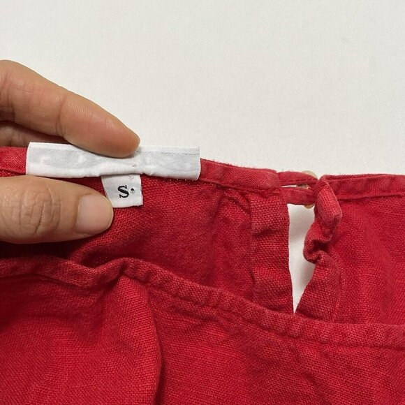 Bryn Walker Linen Blouse Tunic Women Size S Loose Lagenlook Red Beach Relax Boho - Picture 7 of 12